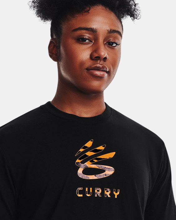 Women's Curry Lily Tiger Logo T-Shirt, Black, pdpMainDesktop image number 4